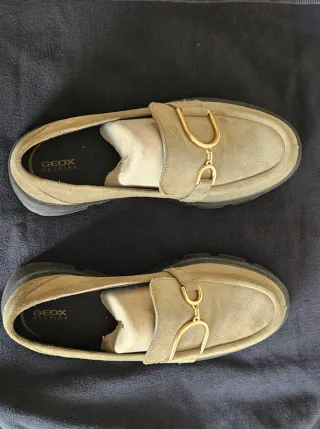 Zapatos Geox ante mujer beige/verde