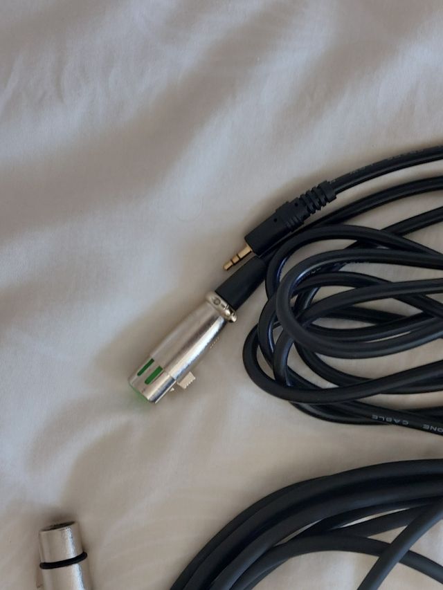 Micrófono y Soporte Negro/Dorado