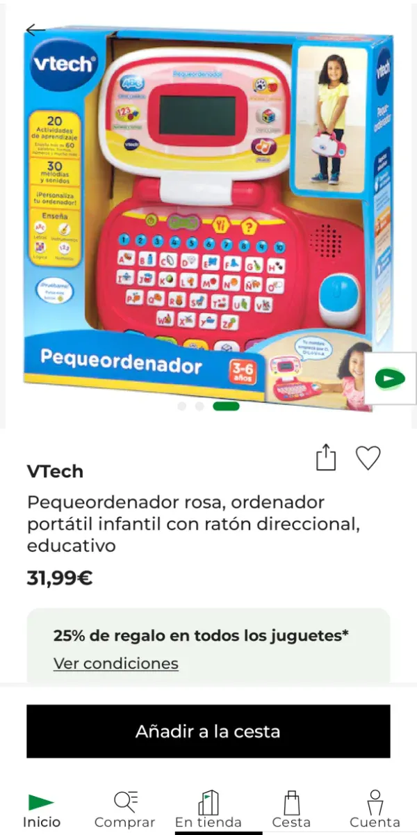 Pequeordenador Vtech Rosa como nuevo en su caja