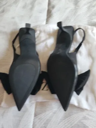 Zapatos Zara Negros Tacon Moño