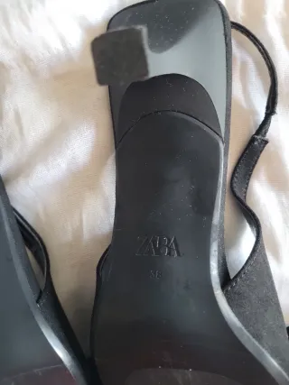 Zapatos Zara Negros Tacon Moño