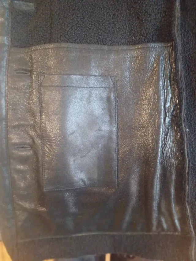 Abrigo de piel auténtica mujer negro