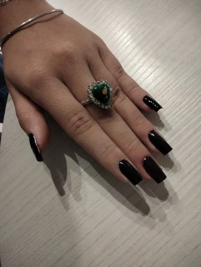 Anello Cuore Verde Argento