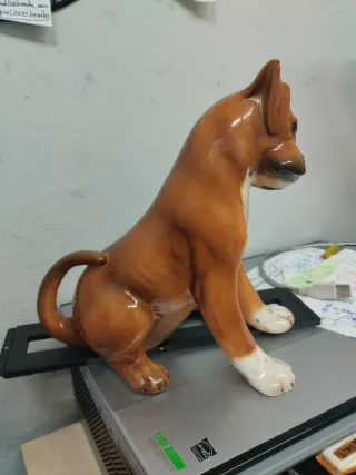 Cachorro Boxer Cerámica Antigua tipo porcelana