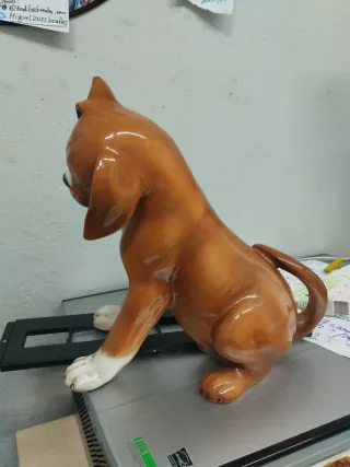 Cachorro Boxer Cerámica Antigua tipo porcelana