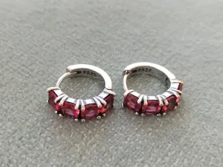 Pendientes aro fucsia plata de ley