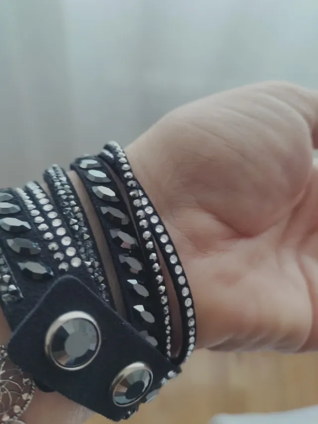 Pulsera doble Swarovski negra