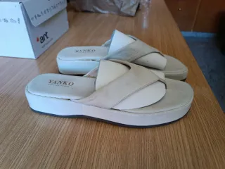 Sandalias Yanko Piel Talla 37 Blancas