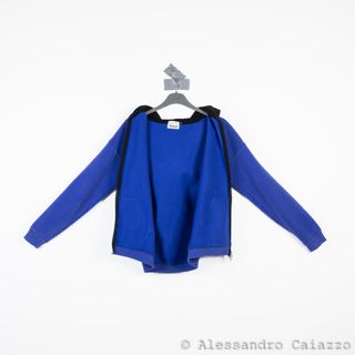 Felpa Butnot Zip Cappuccio Blu Maxi Stampa Grafica