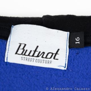 Felpa Butnot Zip Cappuccio Blu Maxi Stampa Grafica