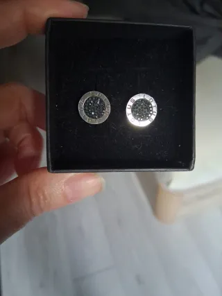 Pendientes Lotus Plata y Negro