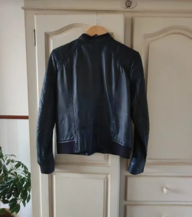 Cazadora Piel EDC Azul Marino