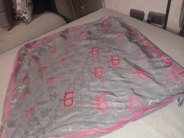 Foulard RoccoBarocco 100% Seta Grigio Rosso mis 53