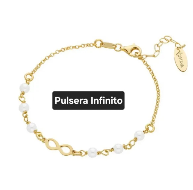 Pulsera Perlas Infinito Plata Ley 925.