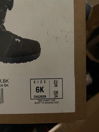 Bota de Snowboard Negra talla 38 boa