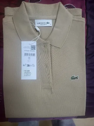 Polo Lacoste Mujer Talla 36 Beige