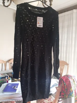 Vestido punto calado Desigual negro talla M