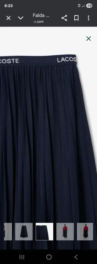 Falda Lacoste tablas negra talla S
