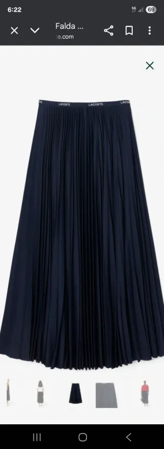 Falda Lacoste tablas negra talla S