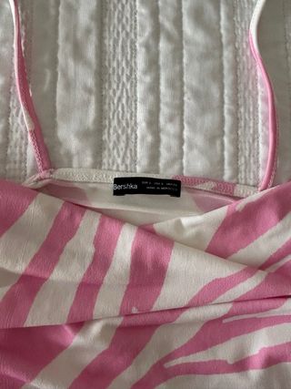 Top Bershka rosa y blanco Talla S