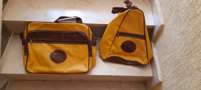 Bolso de viaje vintage amarillo y marrón