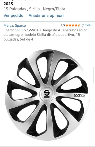 Tapacubos Sparco Sicilia 15 Negro/Plata