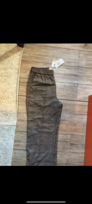 Pantalón Mango Cuadros Marrón y Gris