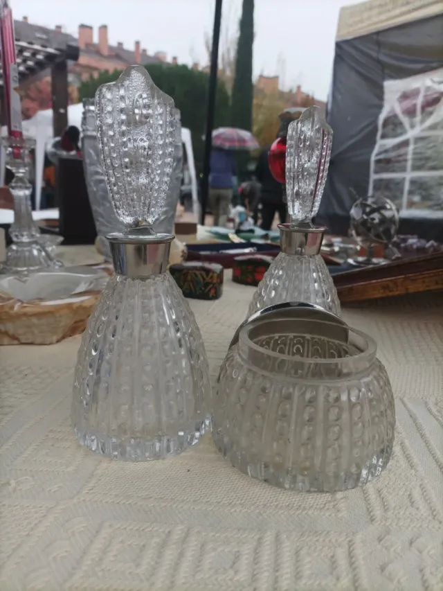 Juego tocador cristal tallado vintage