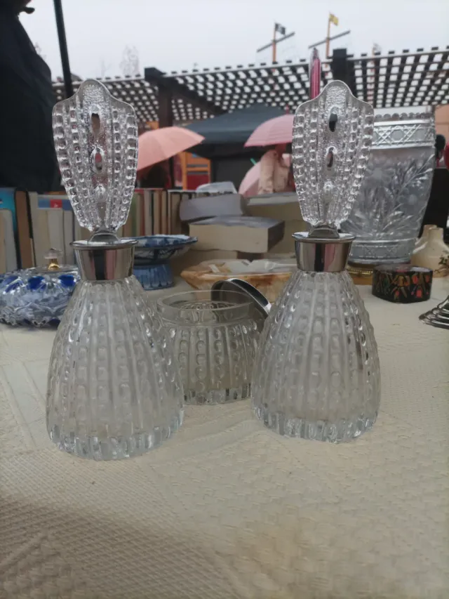 Juego tocador cristal tallado vintage