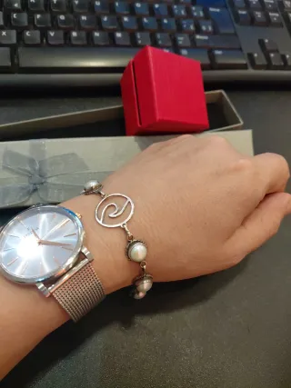 Pulsera plata con perlas cultivadas