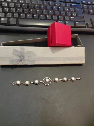 Pulsera plata con perlas cultivadas