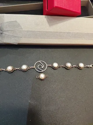Pulsera plata con perlas cultivadas