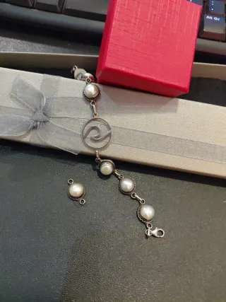 Pulsera plata con perlas cultivadas