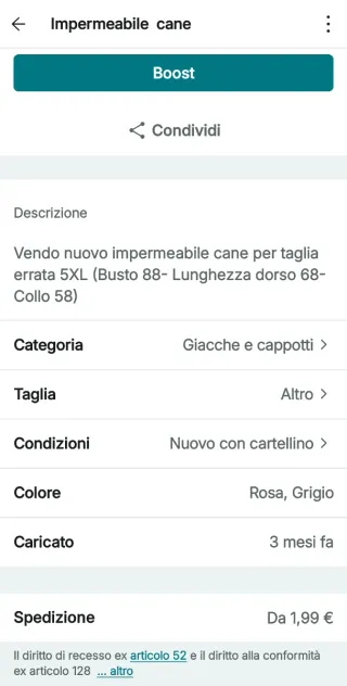 Impermeabile cane grigio e rosa