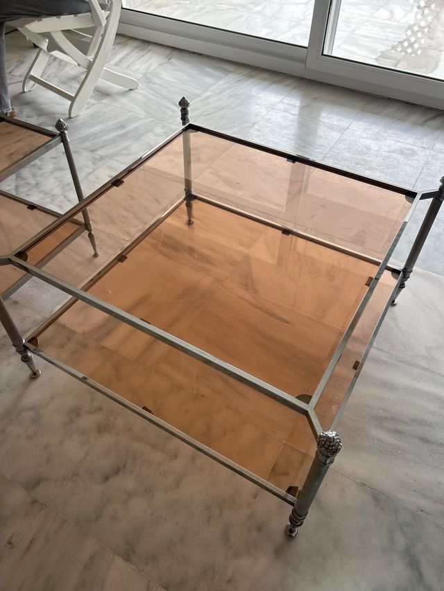 Juego de mesas vintage de cristal