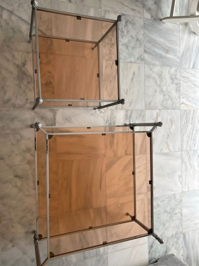 Juego de mesas vintage de cristal