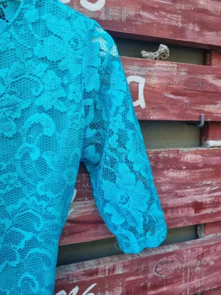 Vestido fiesta encaje azul T.S