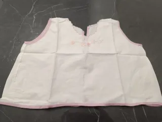 Camicetta neonata cotone e lino bianca rosa 2 mesi