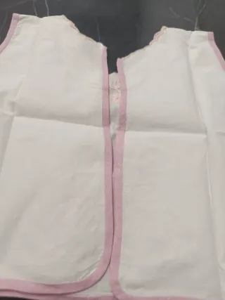 Camicetta neonata cotone e lino bianca rosa 2 mesi