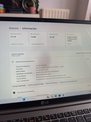 Ordenador portátil LG Gram i7, 16GB RAM y 500GB