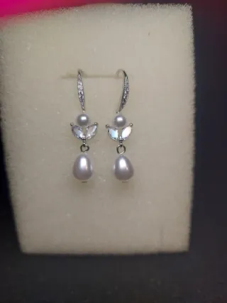Pendientes de fiesta perlas plata