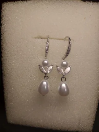 Pendientes de fiesta perlas plata