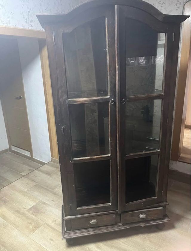 Mueble vitrina madera y cristal 1.80x0.80