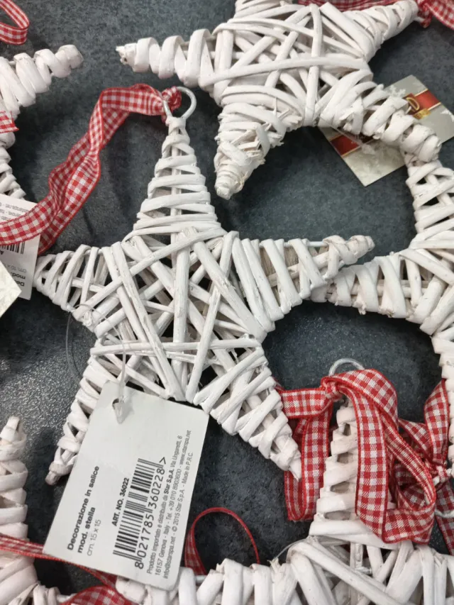 7 Stelle di Natale in wicker bianco