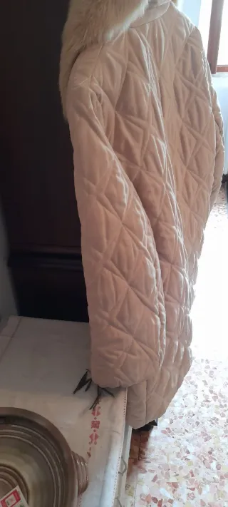 Giaccone donna beige con pelliccia