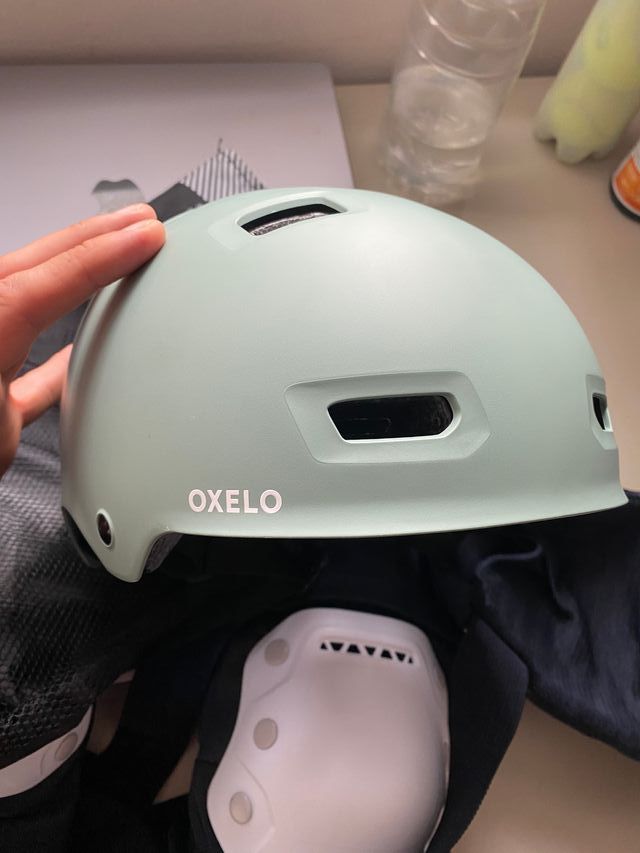 Casco Oxelo MF500 Patines Patinete Verde Claro