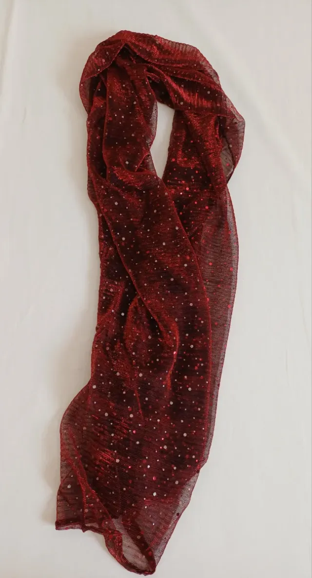Foulard bordeaux con paillettes rosso