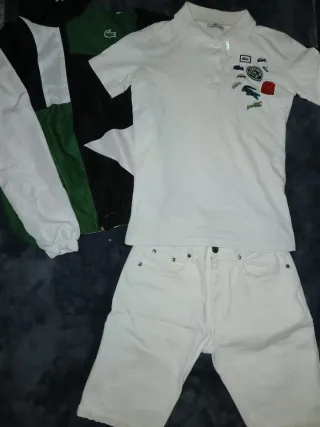 Conjunto Lacoste Polo Blanco y Pantalón Corto
