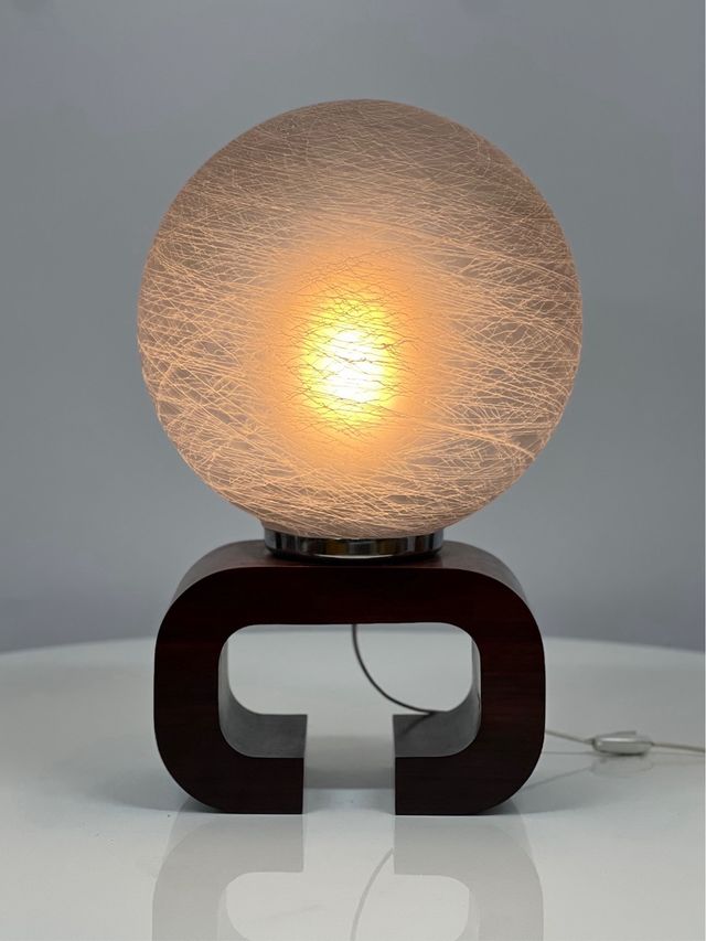 Lámpara XXL Sobremesa Palisandro Curvado Años 70s