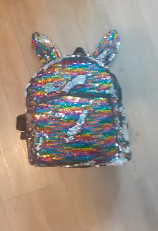 Mochila  mediana lentejuelas  arcoíris